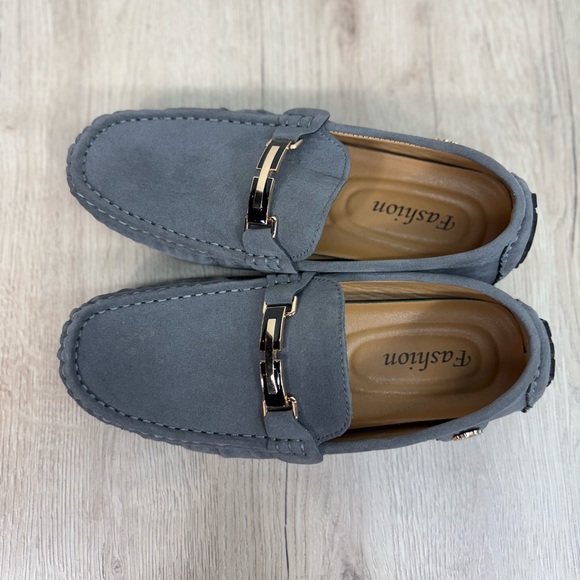 Men\'s Gray Faux Suede Casual Slip On Loafers with Metal Bit Detailing Sz 8 New main image 10